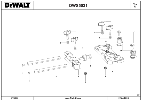 DEWALT Ersatzteile HOLZBEARBEITUNGSAUFSATZ DWS5031 Typ: 13 XJ