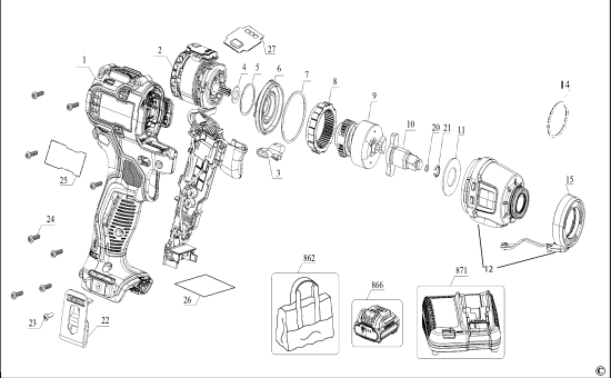 DEWALT Ersatzteile DCF902B Typ: 1 QU
