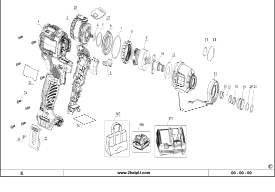 DEWALT Ersatzteile AKKU DREHMOMENTSCHLÜSSEL DCF801B Typ: 1 QU