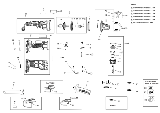 DEWALT Ersatzteile KLEINER WINKELSCHLEIFER DCG407B Typ: 1 QUCA