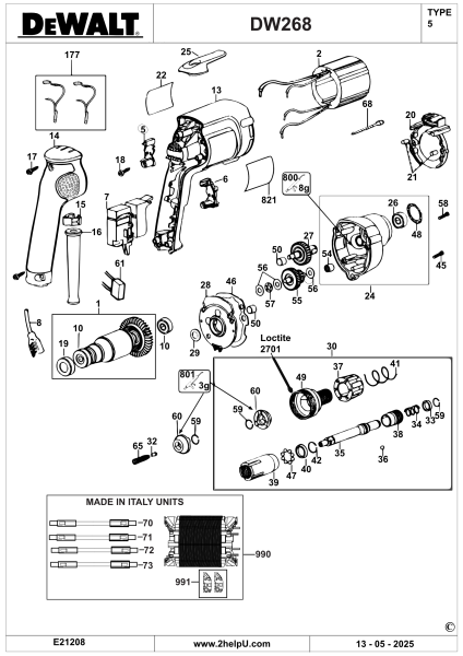 DEWALT Ersatzteile SCHRAUBENDREHER DW269K Typ: 5 QS