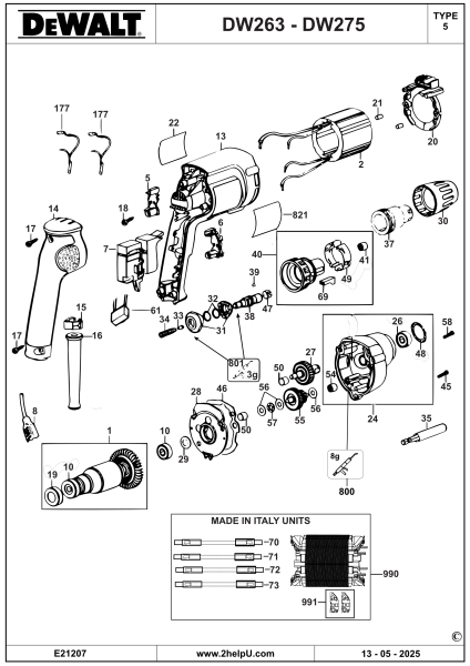 DEWALT Ersatzteile SCHRAUBENDREHER DW275KN Typ: 5 QS