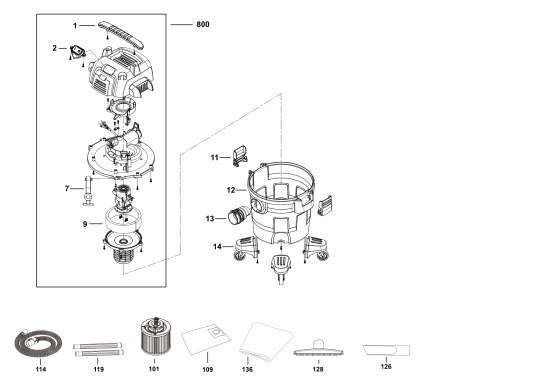 DEWALT Ersatzteile NASSTROCKEN SAUGER DXV20PC Typ: 1 QS