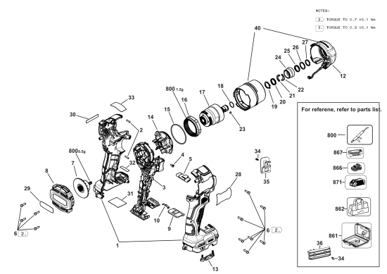 DEWALT Ersatzteile SCHLAGSCHRAUBER DCF870B Typ: 1 QU