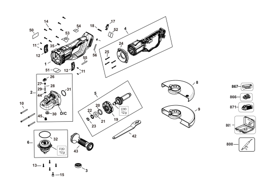 DEWALT Ersatzteile WINKELSCHLEIFER DCG460N Typ: 1 XJ