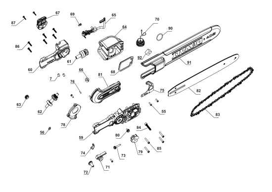 DEWALT Ersatzteile BAUMSCHERE DCMPS640N Typ: 1 XJ