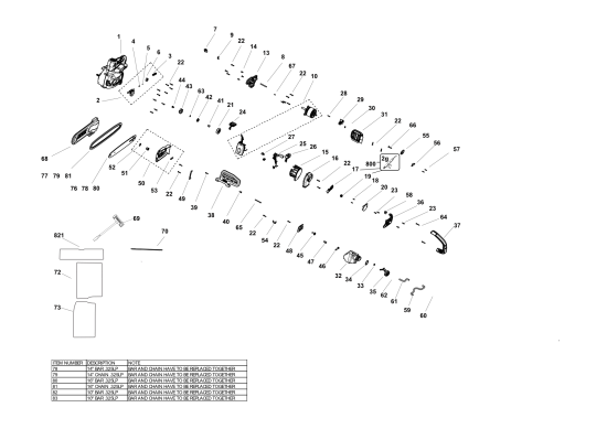 DEWALT Ersatzteile KETTENSÄGE DCMCST632N Typ: 1 XJ