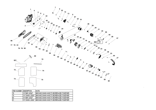 DEWALT Ersatzteile KETTENSÄGE DCCS673B Typ: 1 QU