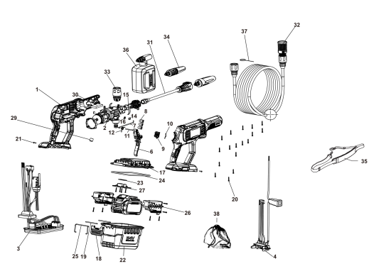 DEWALT Ersatzteile HOCHDRUCKREINIGER DCMPW1000N Typ: 1 XJ