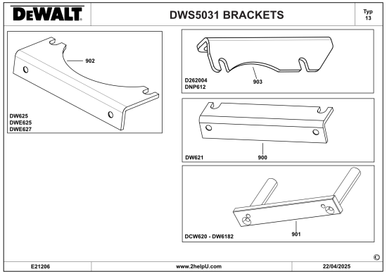 DEWALT Ersatzteile HOLZBEARBEITUNGSAUFSATZ DWS5031 Typ: 13 XJ