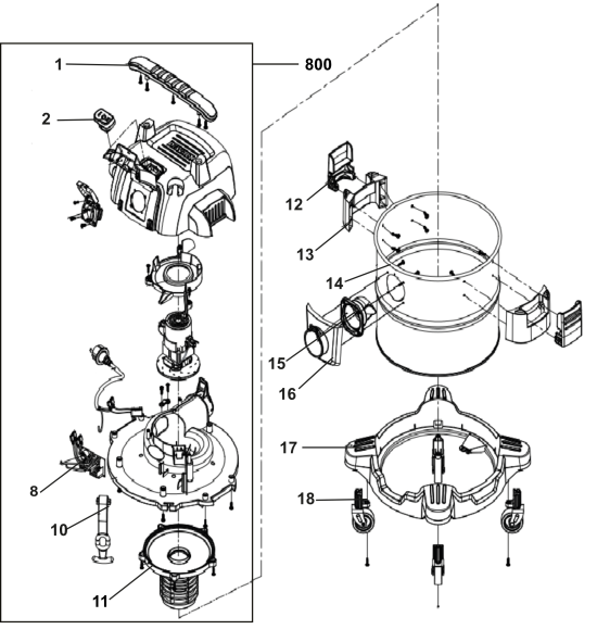 DEWALT Ersatzteile NASSTROCKEN SAUGER DXV20SPTA Typ: 1 QS