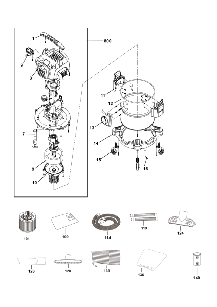 DEWALT Ersatzteile STAUBSAUGER DXV20S Typ: 1 QS