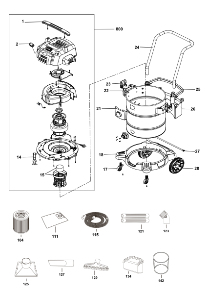DEWALT Ersatzteile NASSTROCKEN SAUGER DXV53S-QT Typ: 1 QS