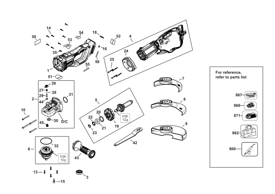 DEWALT Ersatzteile WINKELSCHLEIFER DCG460B Typ: 2 QU