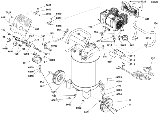 DEWALT Ersatzteile KOMPRESSOR DXCM20020US Typ: 1 QU