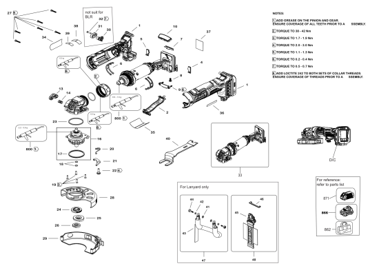 DEWALT Ersatzteile WINKELSCHLEIFER DCG400S2 Typ: 1 QU