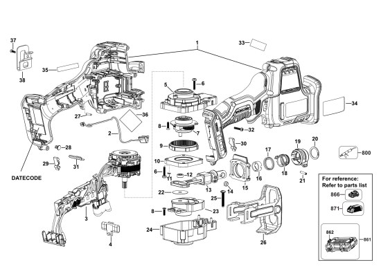 DEWALT Ersatzteile AKKU SÄBELSÄGE DCS369N Typ: 1 XJ