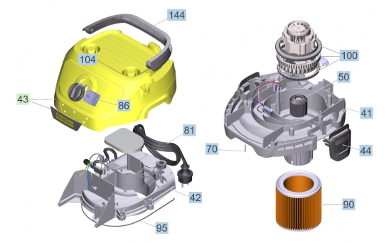 KÄRCHER Ersatzteile Nasstrockensauger WD 3 V-17/4/35 + Nozzles(YYY) *EU 1.628-124.0 WD 3 V-17/4/35 + Nozzles(YYY) *EU