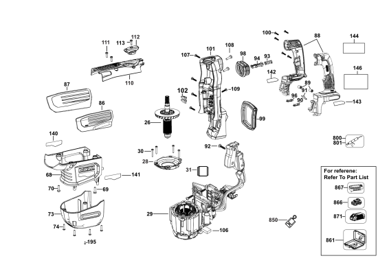 DEWALT Ersatzteile DCH614B Typ: 3 QU