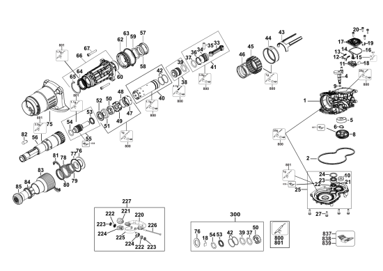 DEWALT Ersatzteile MEISSELHAMMER DCH832X1 Typ: 2 QU