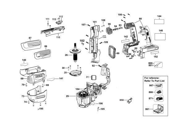 DEWALT Ersatzteile MEISSELHAMMER DCH832X1 Typ: 2 QU