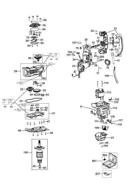 DEWALT Ersatzteile DREHHAMMER D25773 Typ: 2 QS