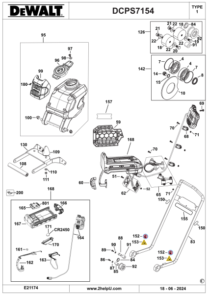 DEWALT Ersatzteile COMPACTOR DCPS7154AG2 Typ: 1 QUCA