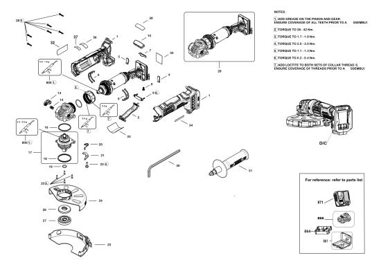 DEWALT Ersatzteile WINKELSCHLEIFER DCG404N Typ: 1 XJ