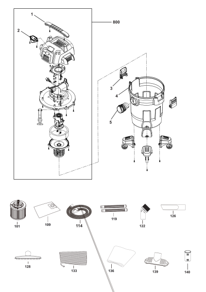 DEWALT Ersatzteile NASSTROCKEN SAUGER DXV23PLPTA Typ: 1 QS