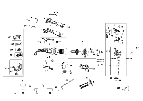 DEWALT Ersatzteile KLEINER WINKELSCHLEIFER DCG406N Typ: 3 XJ