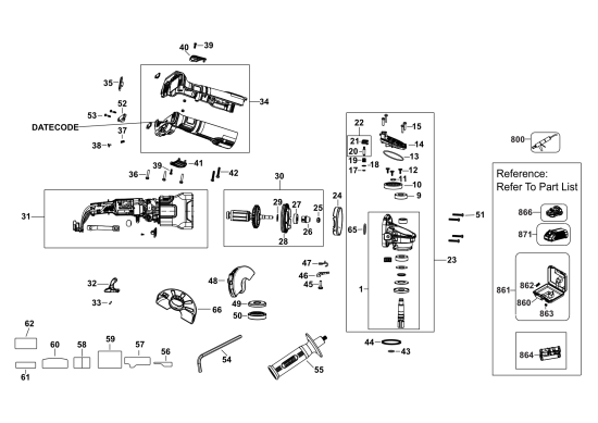 DEWALT Ersatzteile KLEINER WINKELSCHLEIFER DCG409H2T Typ: 2 QW