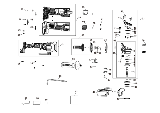DEWALT Ersatzteile WINKELSCHLEIFER DCG409VSN Typ: 1 XJ