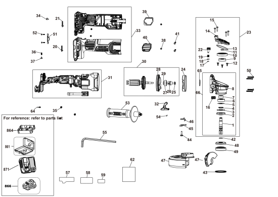 DEWALT Ersatzteile WINKELSCHLEIFER DCG409VSNT Typ: 1 XJ