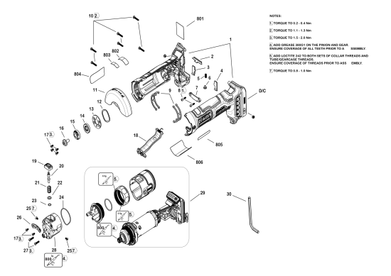 DEWALT Ersatzteile WINKELTRENNSCHLEIFER DCG430B Typ: 1 QU