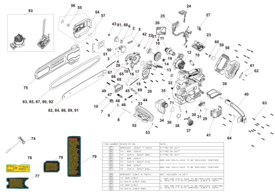 DEWALT Ersatzteile KETTENSÄGE DCCS674B Typ: 1 QU