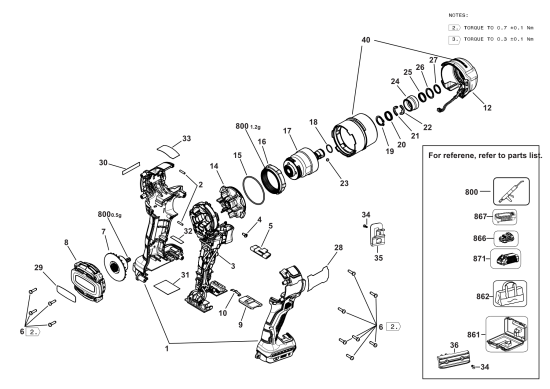 DEWALT Ersatzteile SCHLAGSCHRAUBER DCF870B Typ: 1 QU