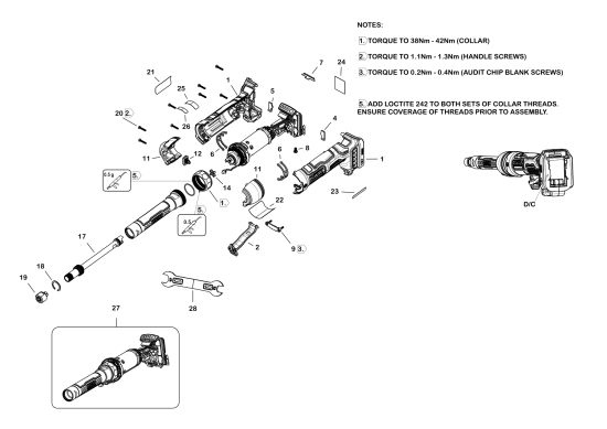 DEWALT Ersatzteile FORMSCHLEIFER DCG420XB Typ: 1 QU
