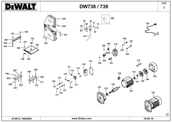 DEWALT Ersatzteile BANDSÄGE DW739 Typ: 3 QS