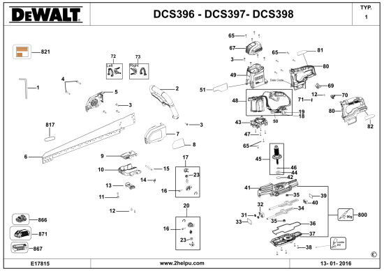 DEWALT Ersatzteile UNIVERSALSÄGE DCS396 Typ: 1 QW