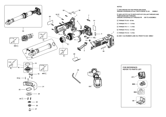 DEWALT Ersatzteile WINKELTRENNSCHLEIFER DCG432XB Typ: 1 QU