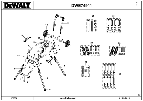 DEWALT Ersatzteile BEINSTÄNDER DWE74911 Typ: 2 XJ