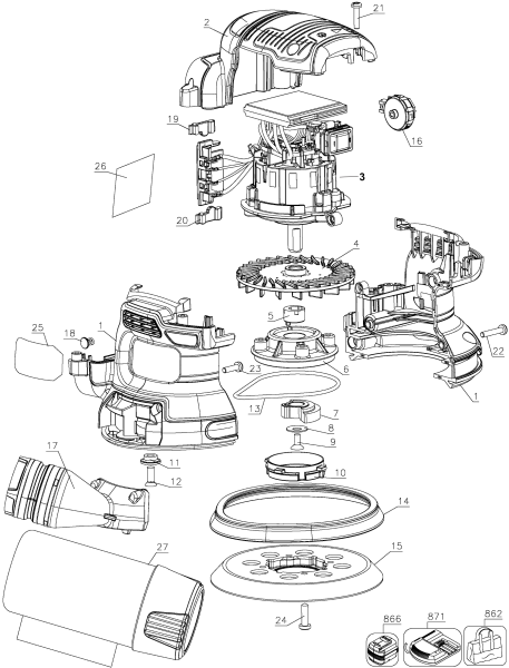 DEWALT Ersatzteile DCW210N Typ: 1 XJ