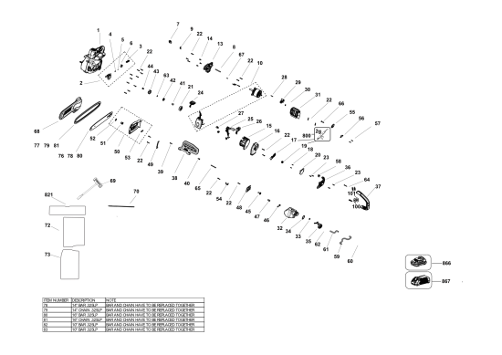 DEWALT Ersatzteile KETTENSÄGE DCMCST632X1 Typ: 1 QW