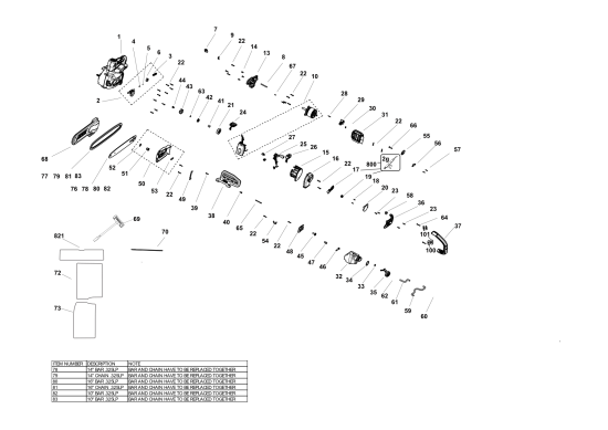 DEWALT Ersatzteile KETTENSÄGE DCMCST632N Typ: 1 XJ