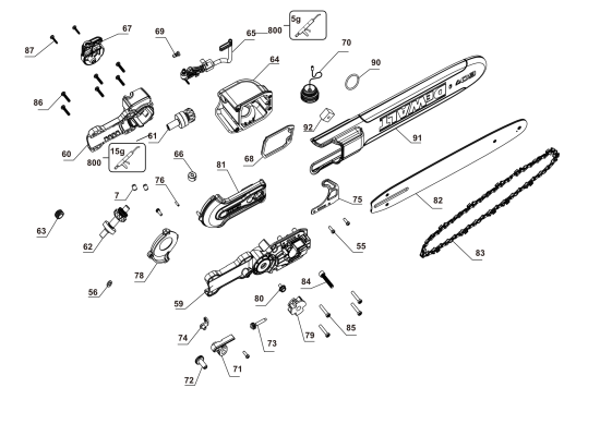 DEWALT Ersatzteile BAUMSCHERE DCMPS640N Typ: 1 XJ