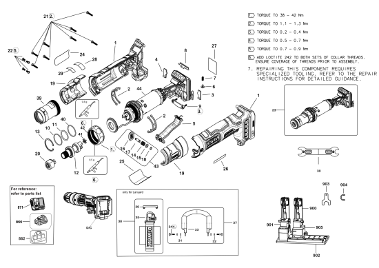 DEWALT Ersatzteile FORMSCHLEIFER DCG420B Typ: 1 QU