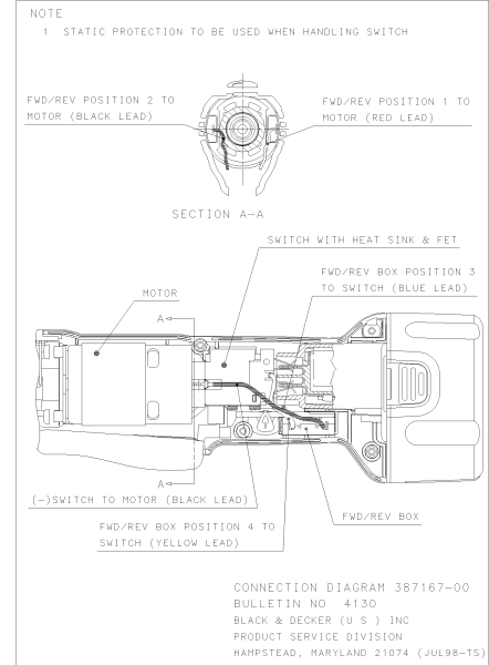 DEWALT Ersatzteile RIGHT ANGLE DRILL DW955 Typ: 1 QU