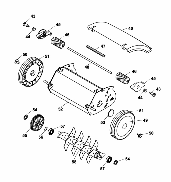 Ersatzteile WOLF-Garten Elektro Vertikutierer UV 28 EV Typ: 3615000 Serie B  (2005) Messerwalze, Räder 