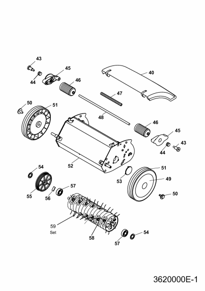 Ersatzteile WOLF-Garten Rasenlüfter UL 33 E Typ: 3620000 Serie E  (2007) Messerwalze, Räder 