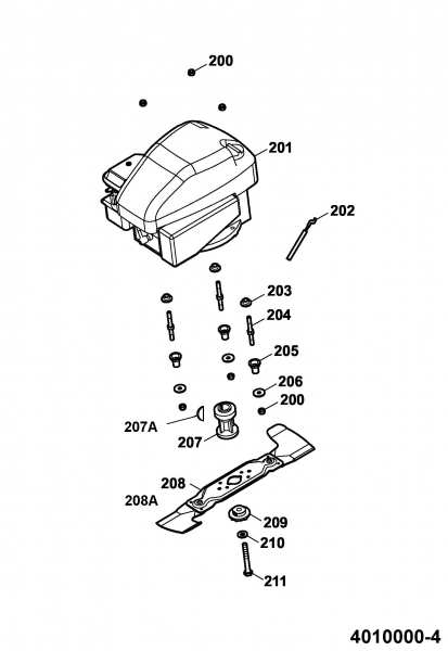 Ersatzteile WOLF-Garten Benzin Rasenmäher ohne Antrieb Compact plus 40 B Typ: 4010000 Serie A  (2006) Messer, Messeraufnahme, Motor 